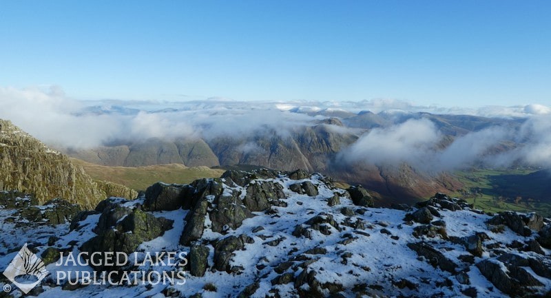 Langdale Pikes and beyond from Crinkle Crags