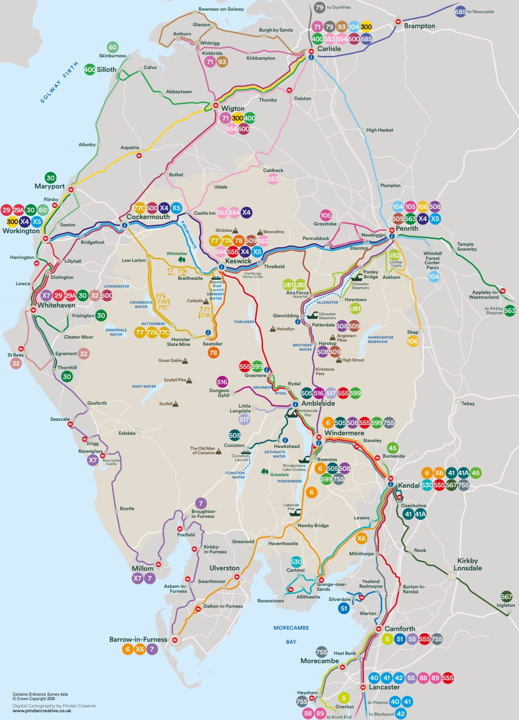 Lake District Summer 2026 Bus map