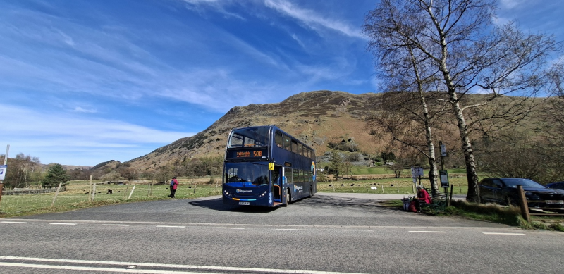 508 bus at Patterdale with Place Fell behind 07/04/2026